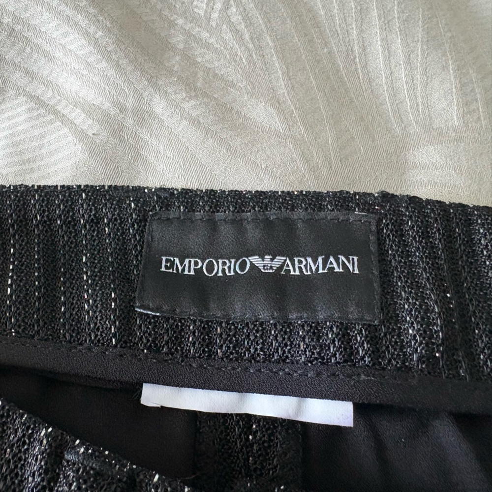 Emporio Armani Black Metallic-Thread Waistband Skirt